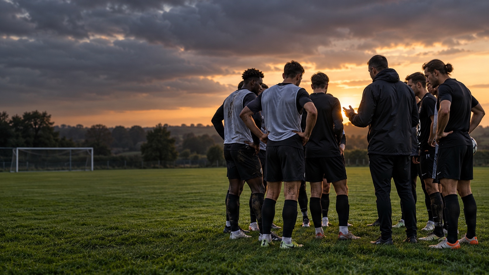 Profesionales de fútbol en el campo de entrenamiento